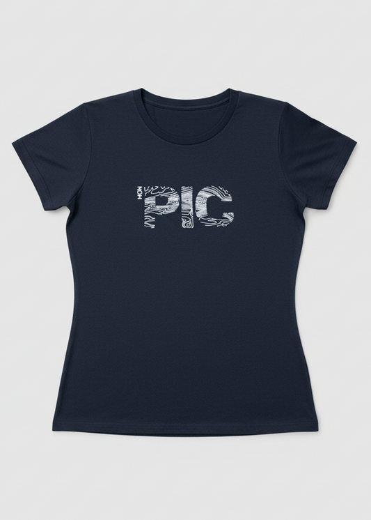 Flat lay t-shirt femme MON PIC IGN made in france