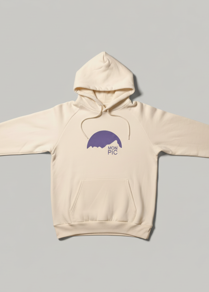 hoodie MON PIC sur fond gris france écru