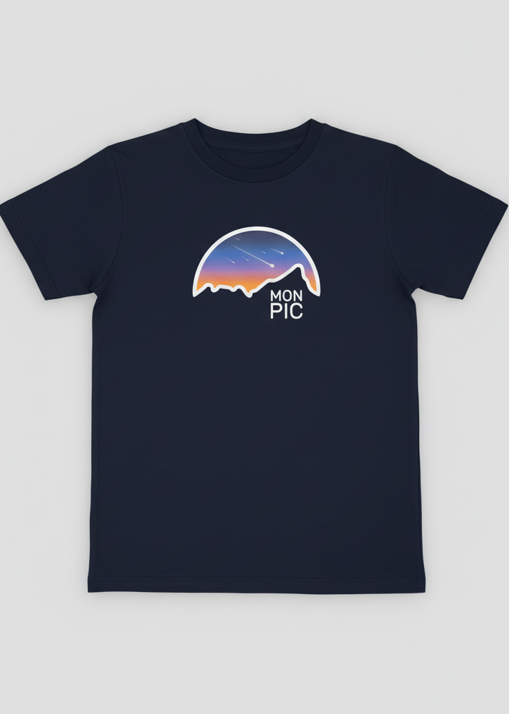 T-shirt navy enfant pluie étoiles made in France