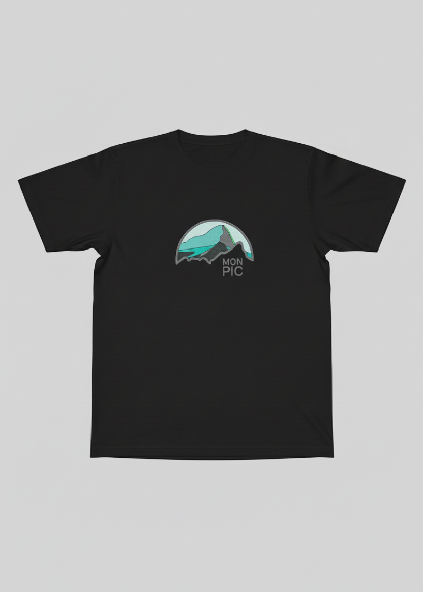 t-shirt noir MON PIC homme relief