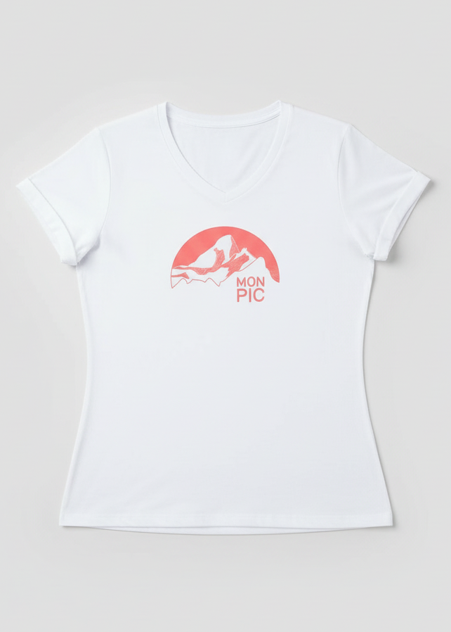 t-shirt femme MON PIC blanc crêtes made in France 