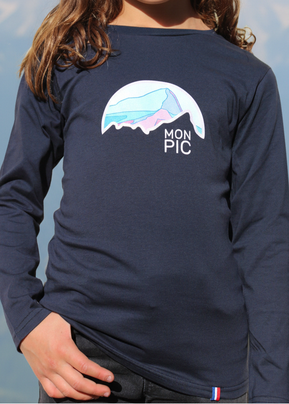 T-shirt fille manches longues MON PIC ambiance montagne made in france mon pic