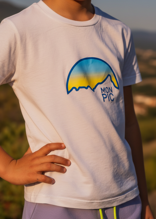 T-shirt MON PIC enfant made in France blanc et soleil