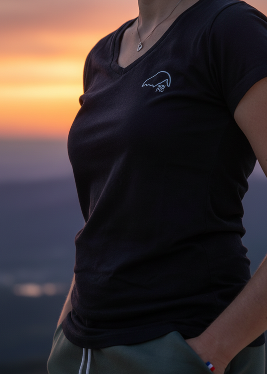T-shirt noir femme MON PIC contraste made in France 
