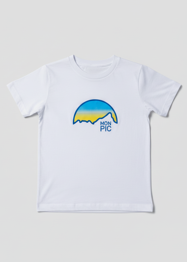 t-shirt blanc enfant MON PIC soleil enfant made in france